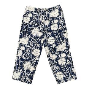 Vintage IZOD Petite Women's Capri's 6P Blue White Fireworks Floral EUC Cotton